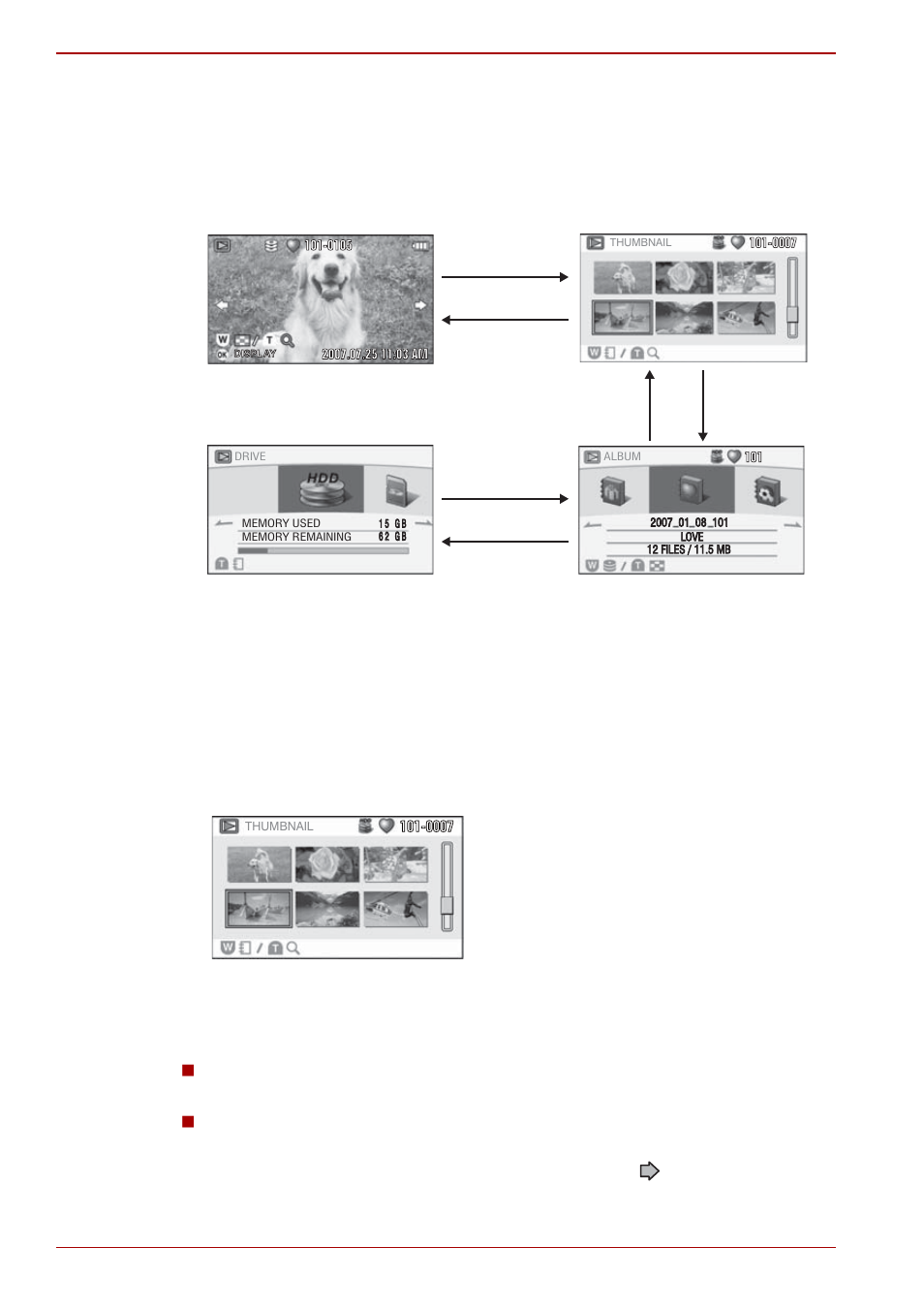 Changing levels, Displaying images as a list (thumbnail display) | Toshiba Gigashot K Series User Manual | Page 90 / 162