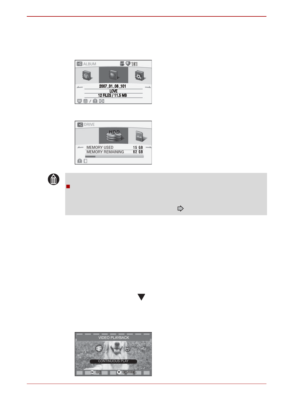 Selecting the video playback method, Selecting albums and drives for playback | Toshiba Gigashot K Series User Manual | Page 91 / 162