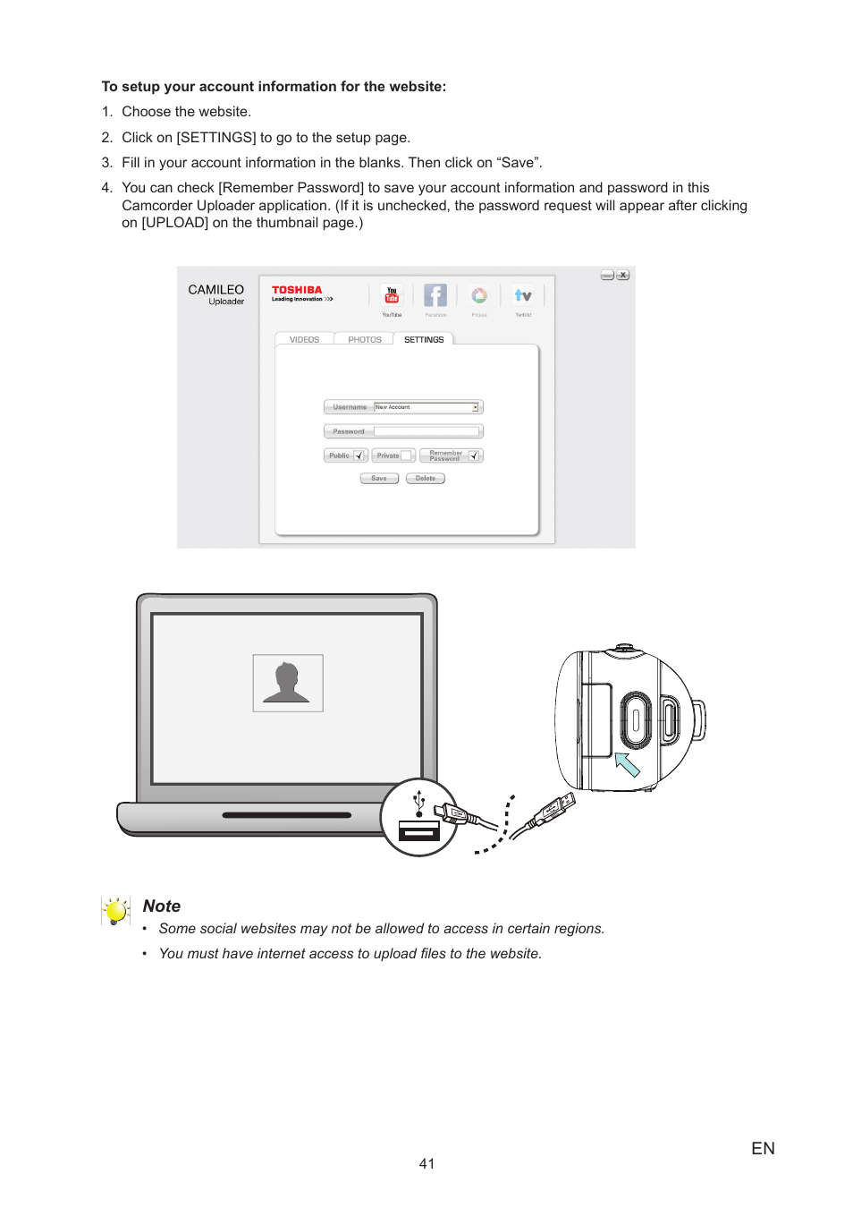 Toshiba Camileo X450 User Manual | Page 41 / 47