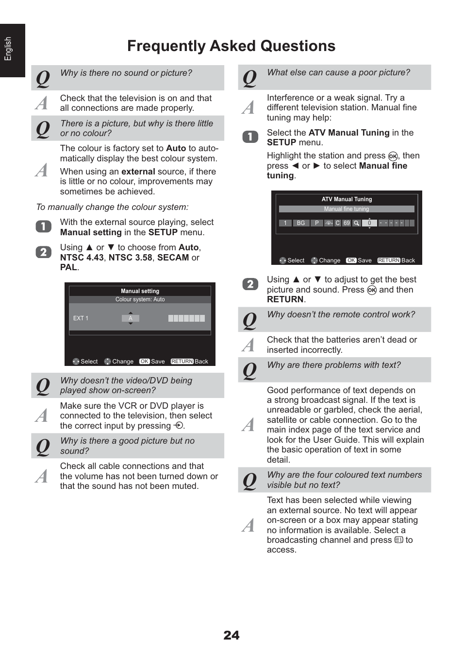 Frequently asked questions | Toshiba HL933 User Manual | Page 24 / 72