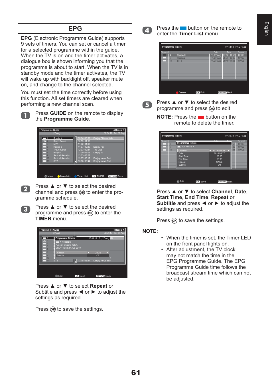 English | Toshiba HL933 User Manual | Page 61 / 72