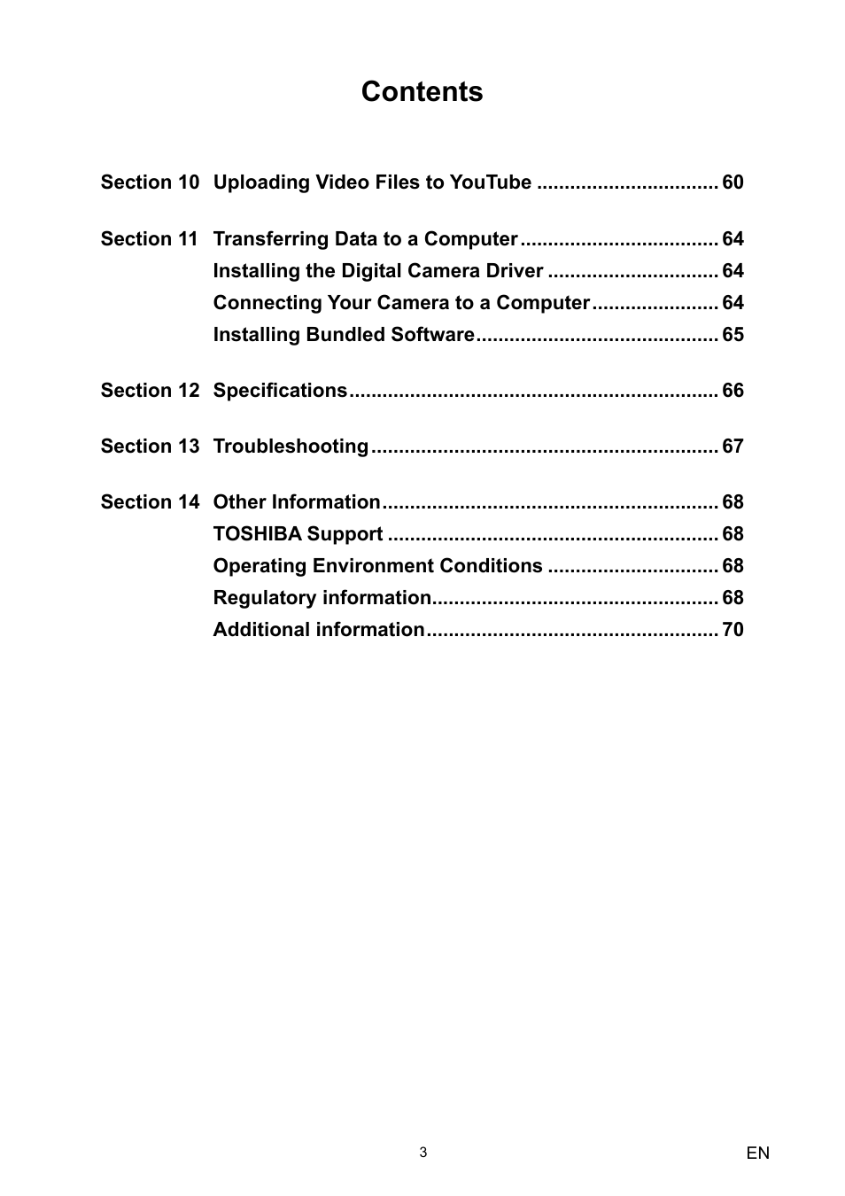 Toshiba Camileo HD User Manual | Page 5 / 73