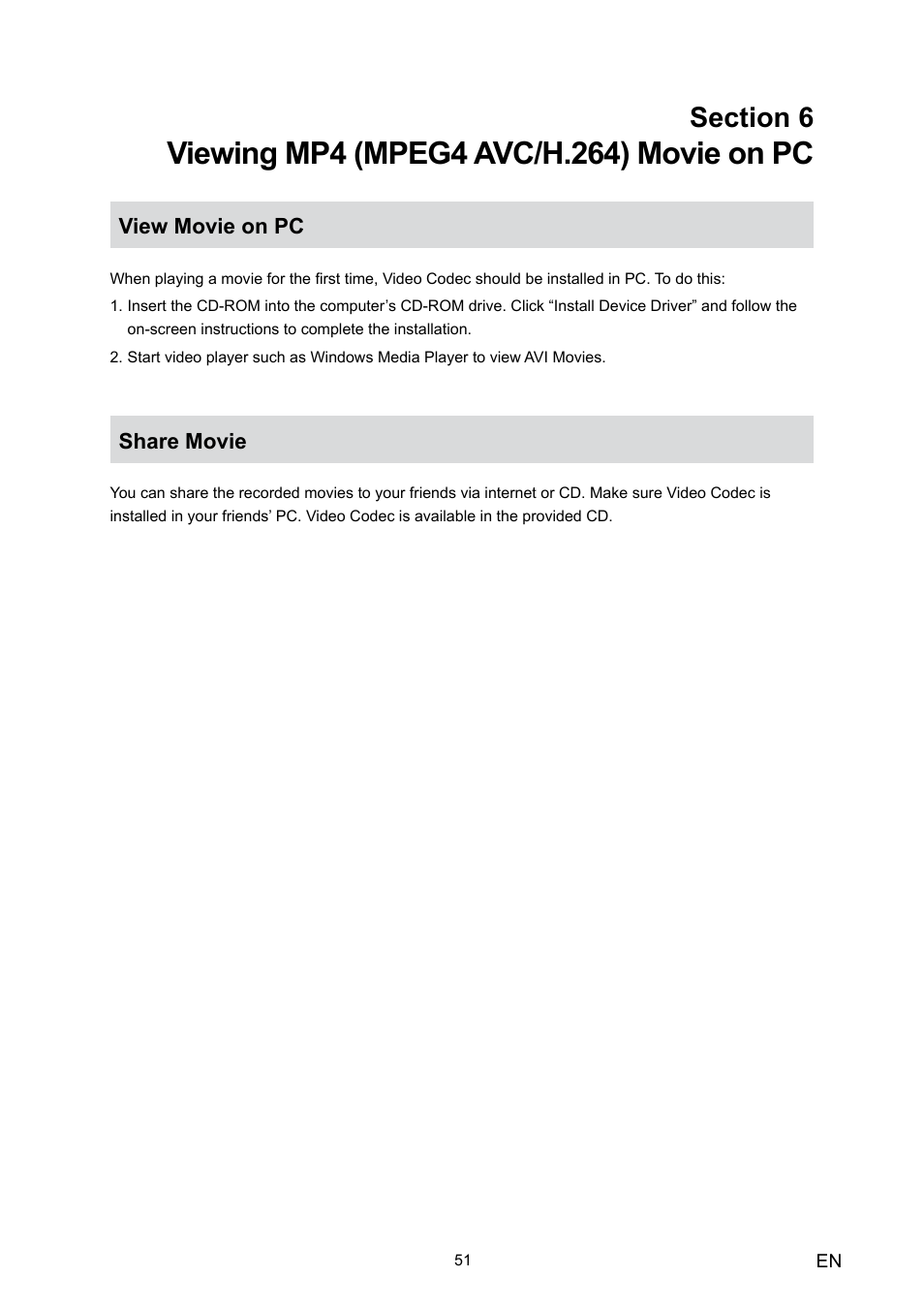 View movie on pc, Share movie, View movie on pc share movie | Toshiba Camileo HD User Manual | Page 53 / 73