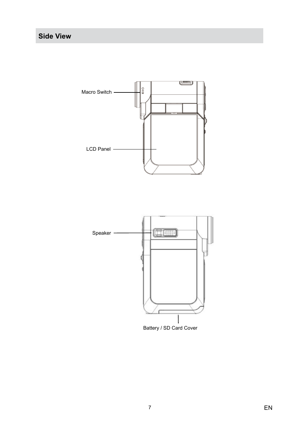 Side view | Toshiba Camileo HD User Manual | Page 9 / 73