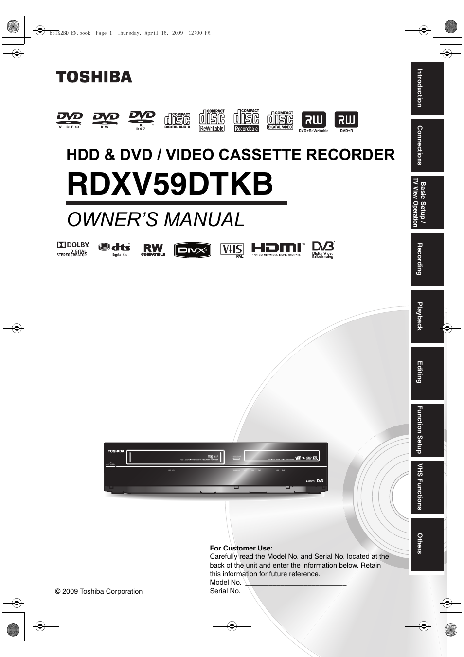 Toshiba RDXV59 User Manual | 84 pages