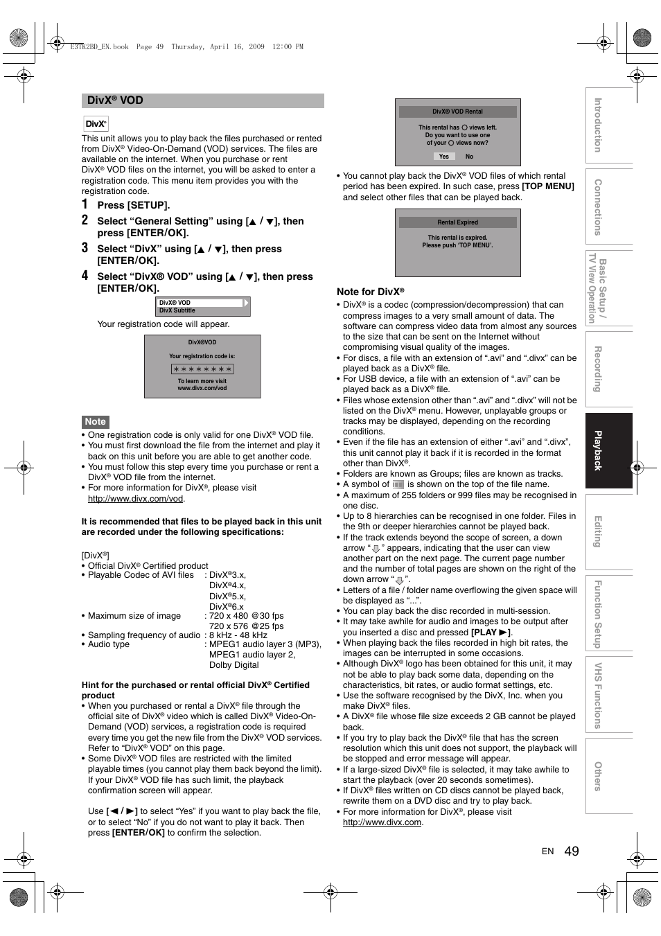 Divx | Toshiba RDXV59 User Manual | Page 49 / 84