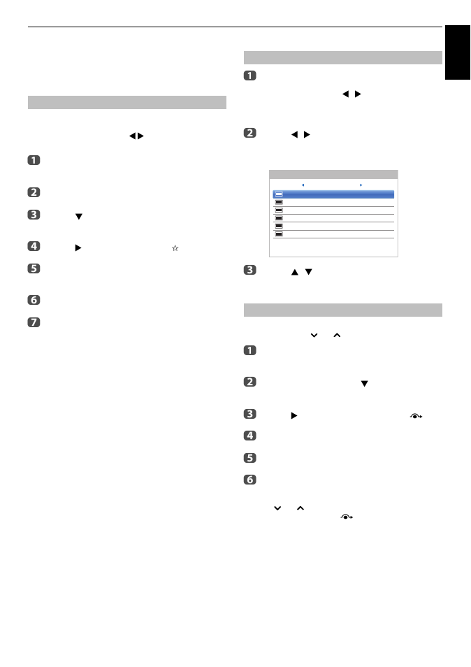 Digital settings – channel options, Selecting favourite channels, Favourite channel list | Skip channels | Toshiba W4333 User Manual | Page 69 / 90