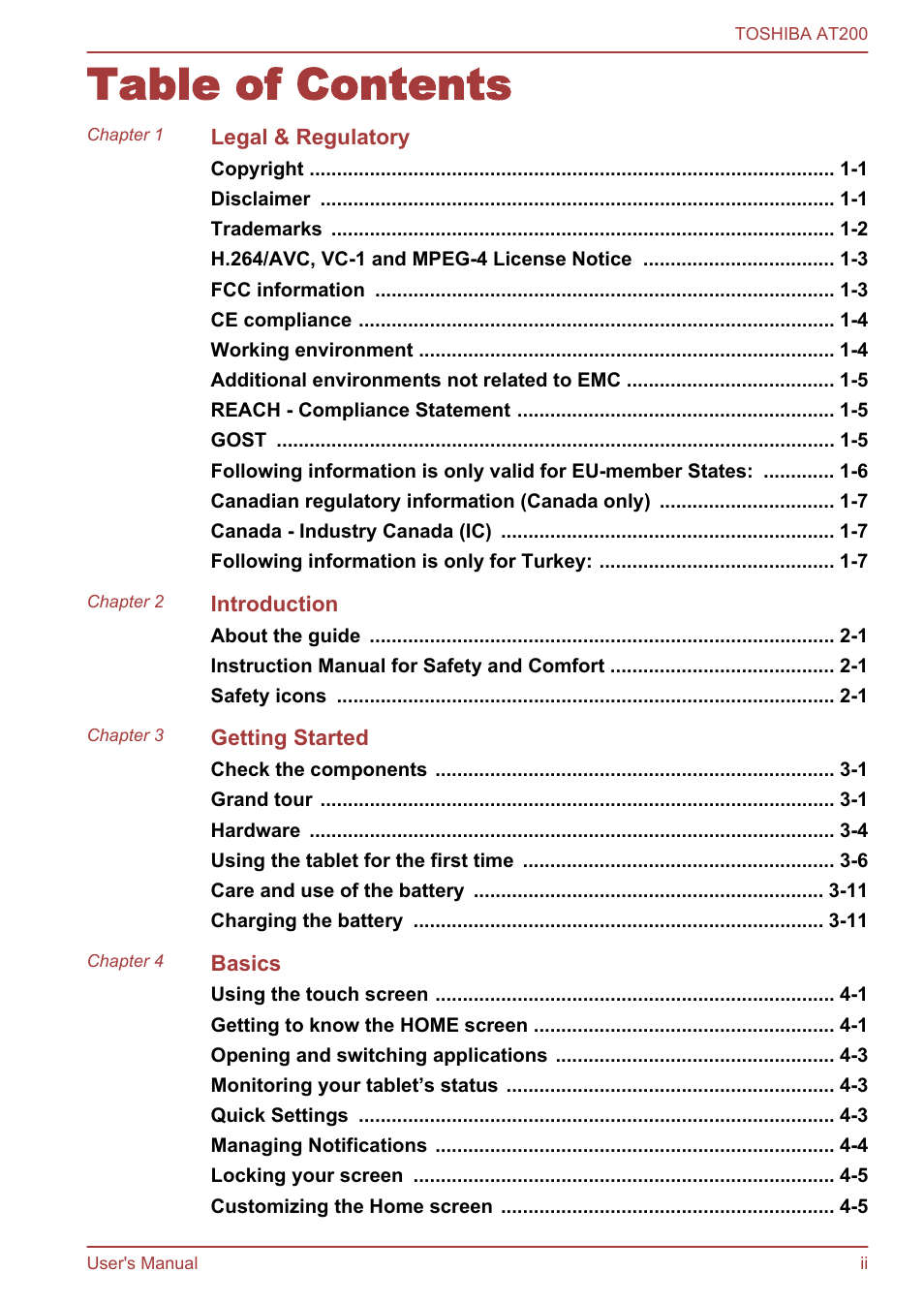 Toshiba AT200 User Manual | Page 2 / 88