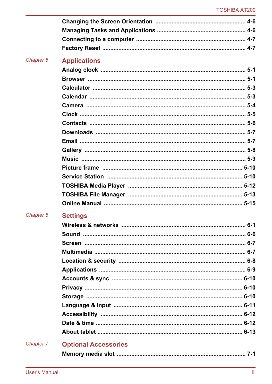 Toshiba AT200 User Manual | Page 3 / 88