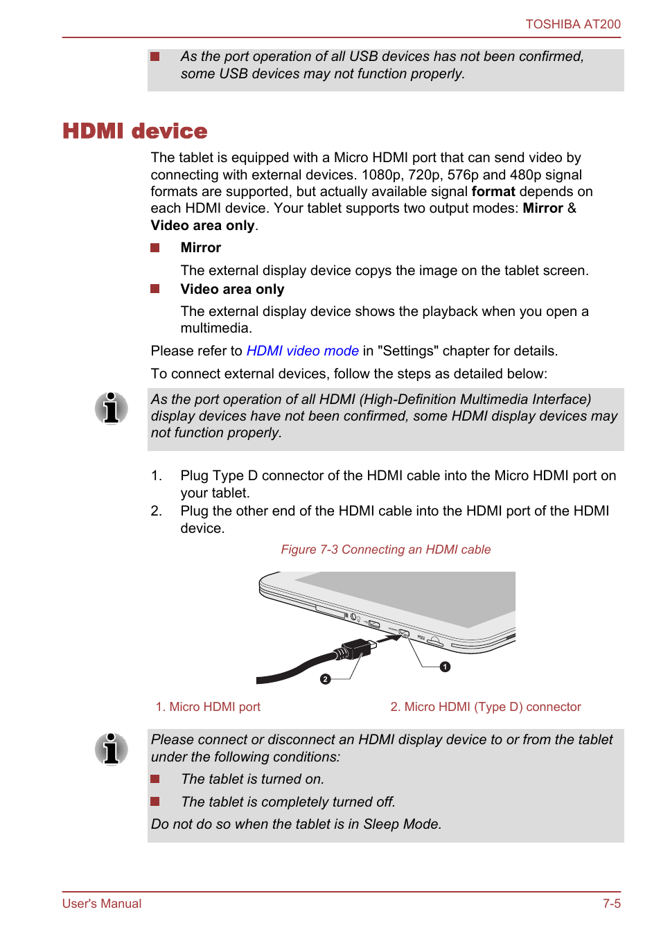 Hdmi device, Hdmi device -5 | Toshiba AT200 User Manual | Page 65 / 88