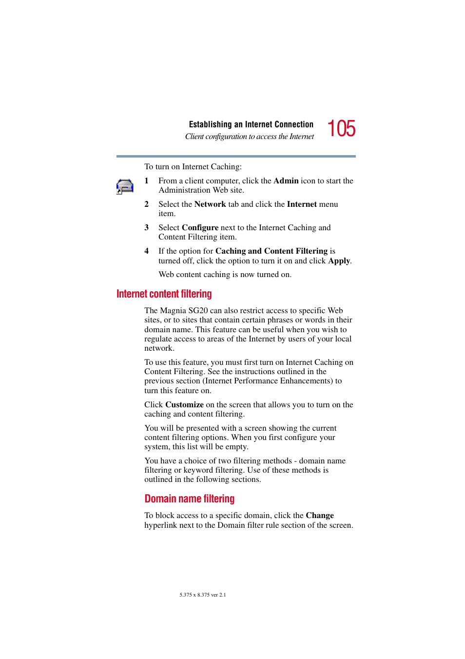 Internet content filtering, Domain name filtering | Toshiba Tekbright 700P User Manual | Page 104 / 305