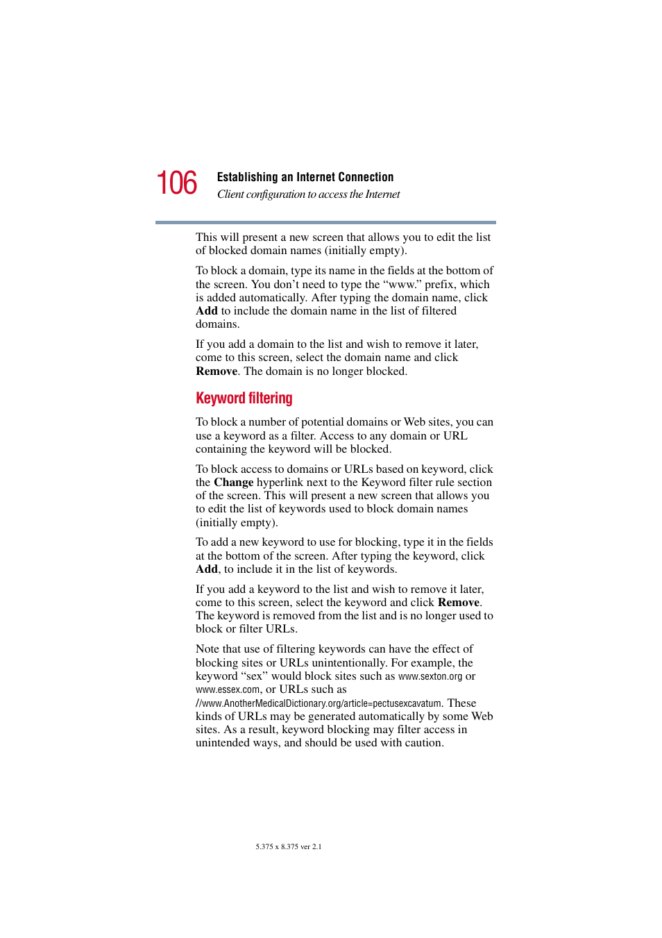 Keyword filtering | Toshiba Tekbright 700P User Manual | Page 105 / 305