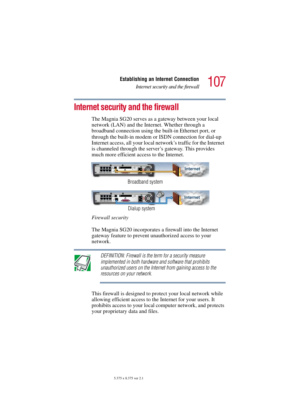 Internet security and the firewall | Toshiba Tekbright 700P User Manual | Page 106 / 305