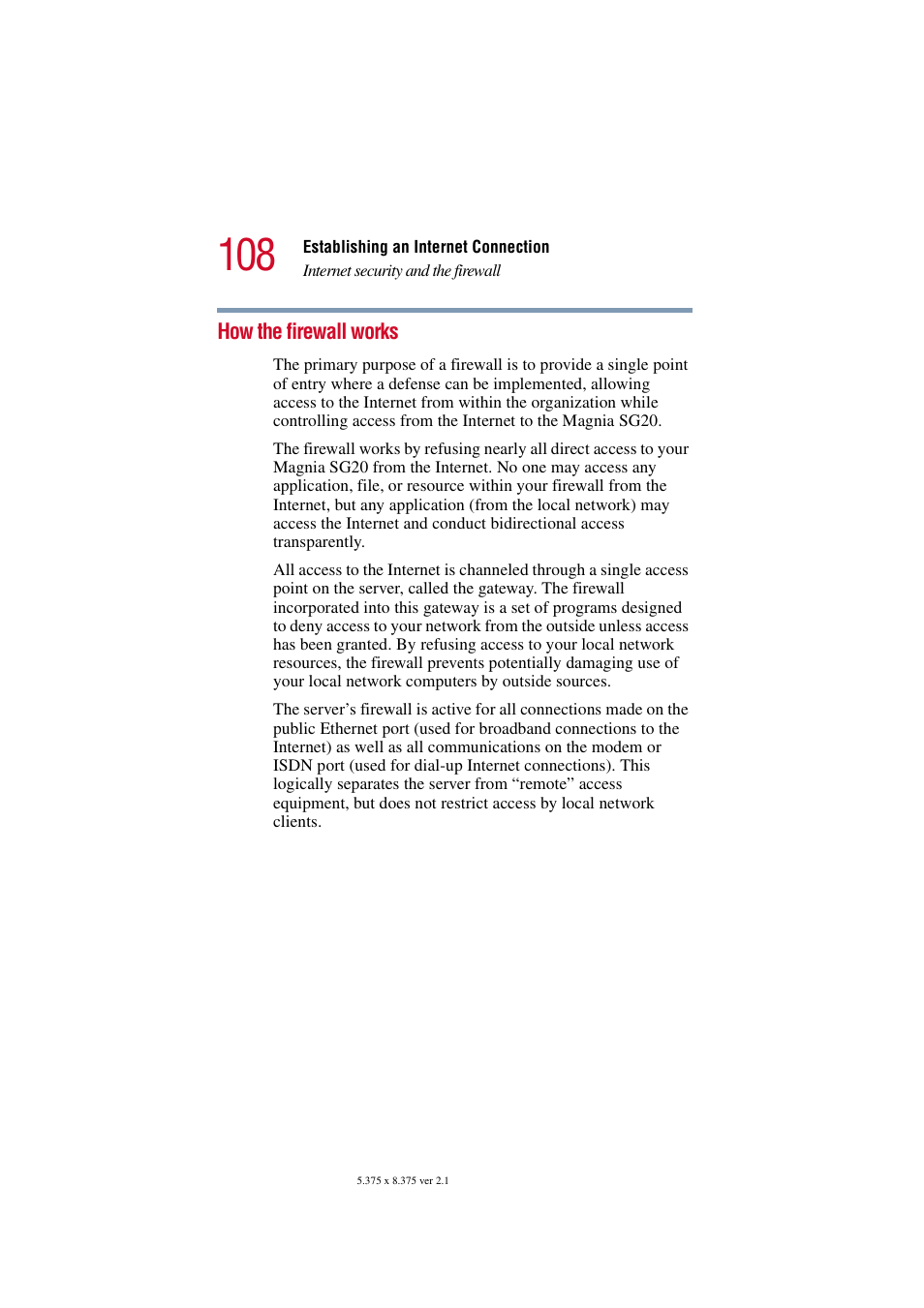 How the firewall works | Toshiba Tekbright 700P User Manual | Page 107 / 305