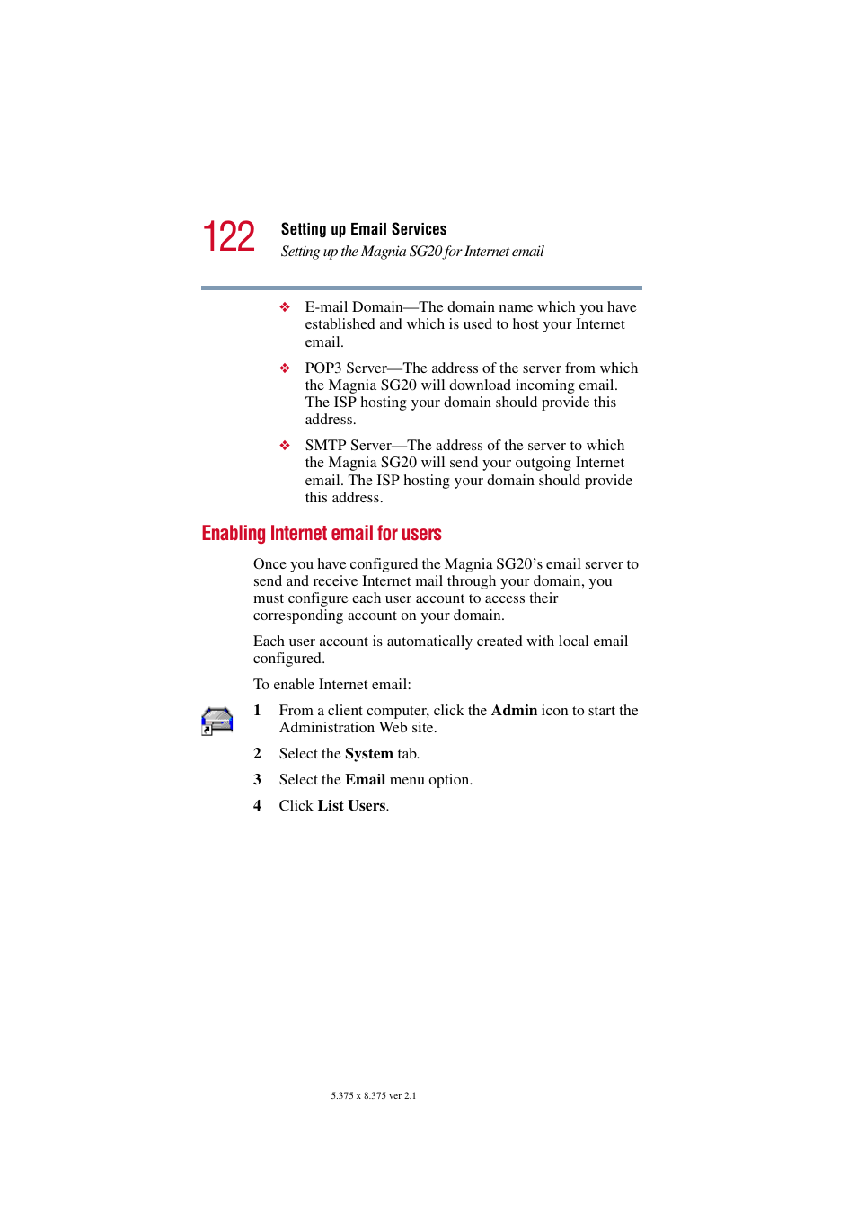 Enabling internet email for users | Toshiba Tekbright 700P User Manual | Page 120 / 305