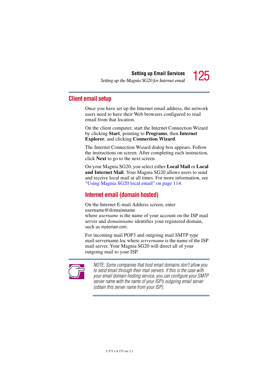 Client email setup | Toshiba Tekbright 700P User Manual | Page 123 / 305