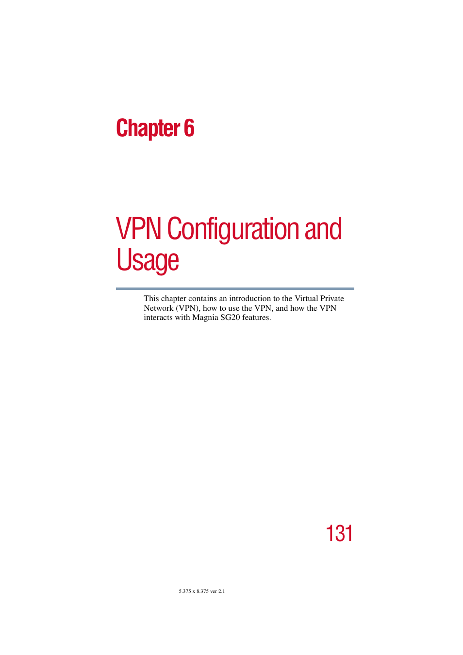 Vpn configuration and usage, Chapter 6: vpn configuration and usage, Chapter 6 | Toshiba Tekbright 700P User Manual | Page 128 / 305