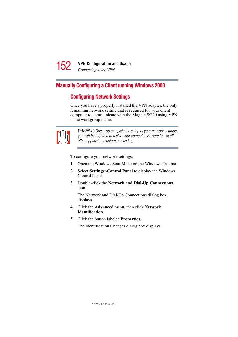 Manually configuring a client running windows 2000 | Toshiba Tekbright 700P User Manual | Page 149 / 305