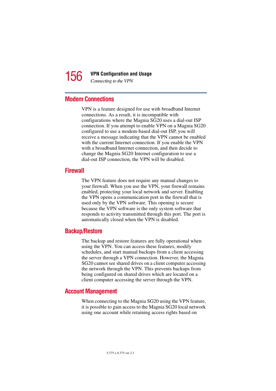 Modem connections, Firewall, Backup/restore | Account management | Toshiba Tekbright 700P User Manual | Page 153 / 305