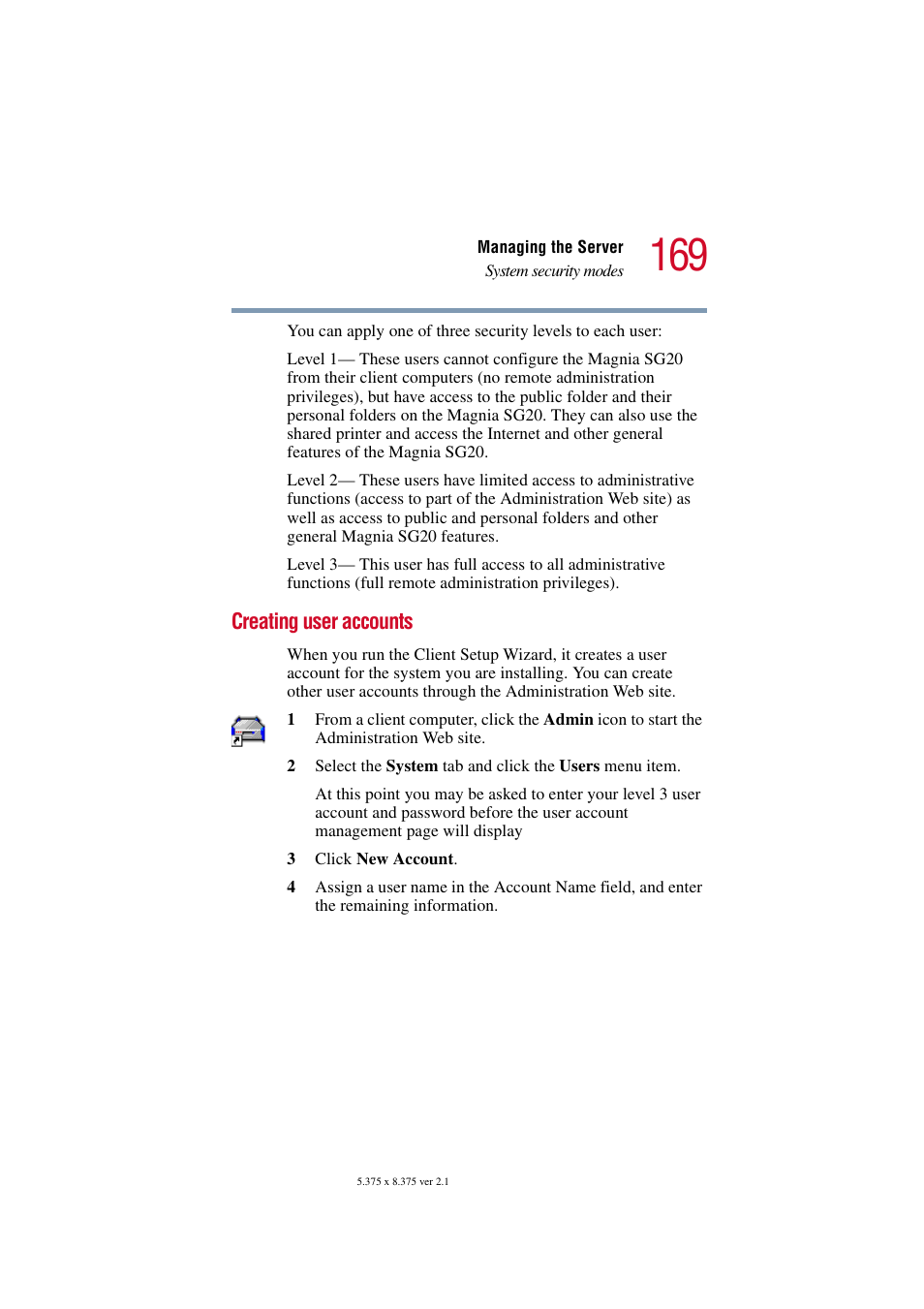 Creating user accounts | Toshiba Tekbright 700P User Manual | Page 165 / 305