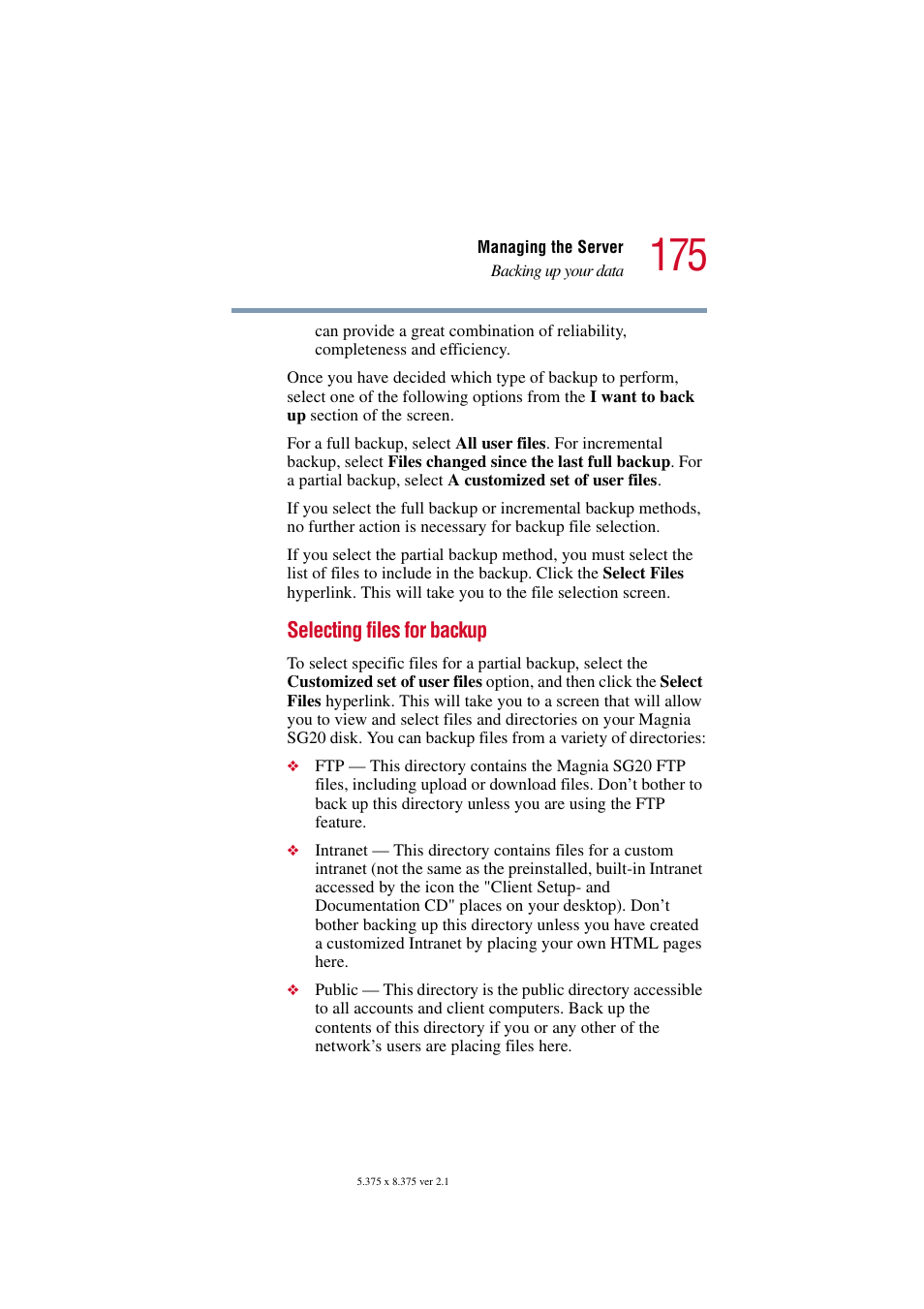 Selecting files for backup | Toshiba Tekbright 700P User Manual | Page 171 / 305