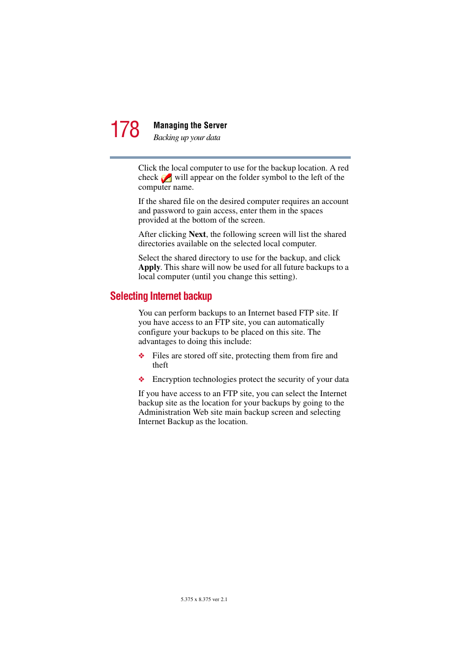 Selecting internet backup | Toshiba Tekbright 700P User Manual | Page 174 / 305