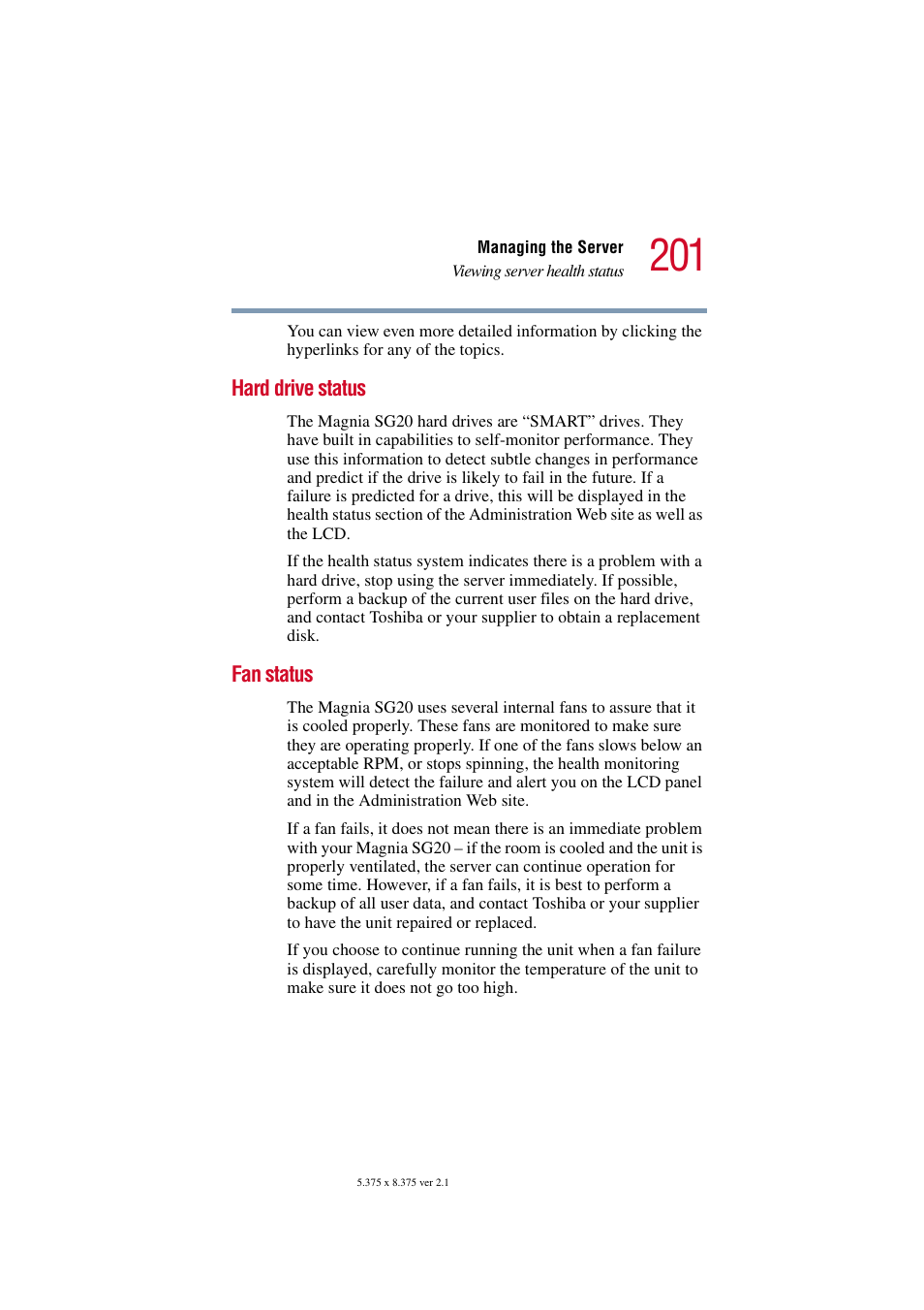 Hard drive status, Fan status, Hard drive status fan status | Toshiba Tekbright 700P User Manual | Page 197 / 305