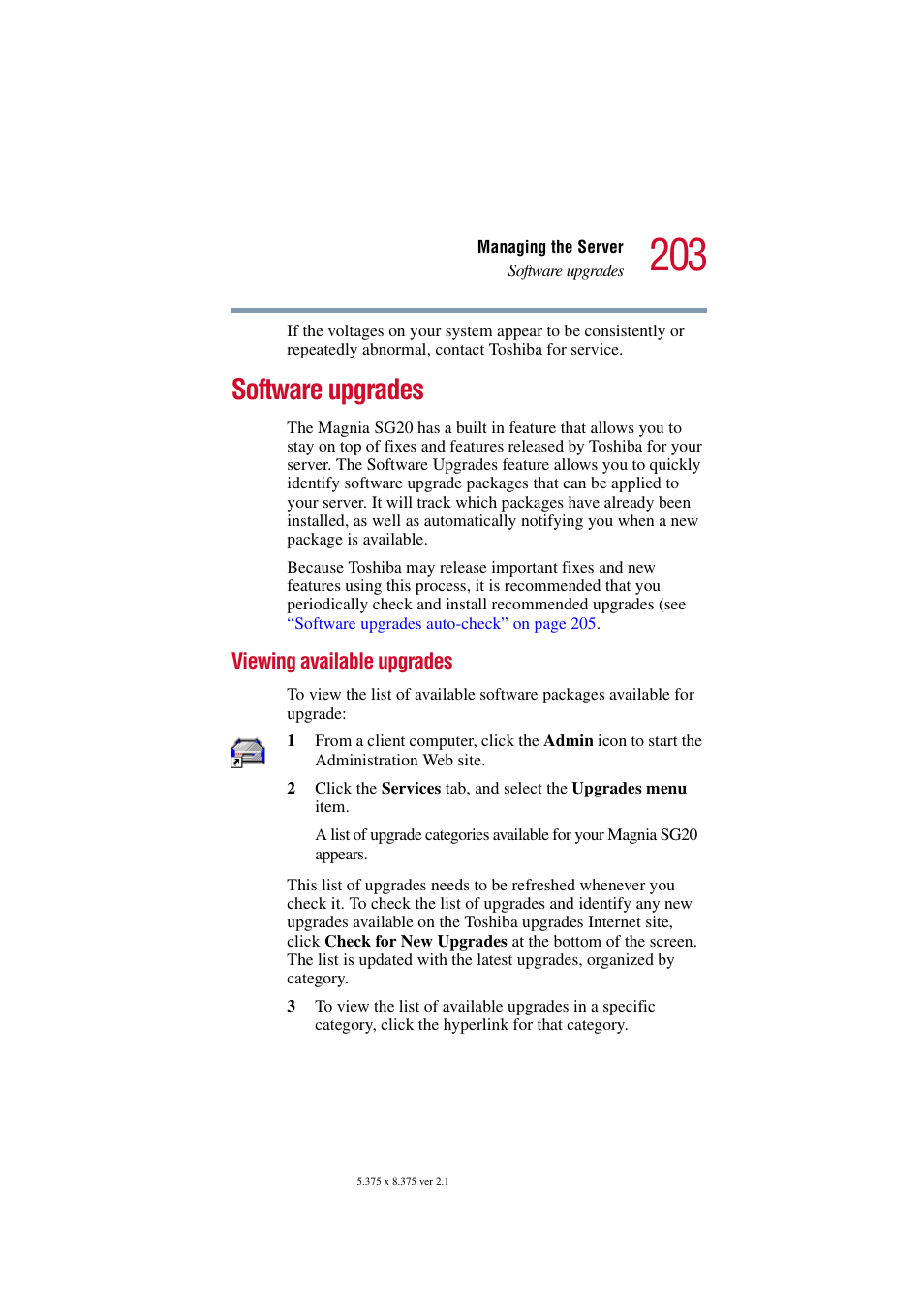 Software upgrades, Viewing available upgrades | Toshiba Tekbright 700P User Manual | Page 199 / 305