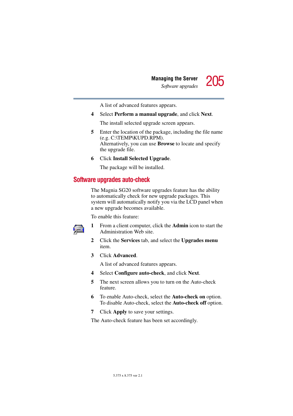 Software upgrades auto-check | Toshiba Tekbright 700P User Manual | Page 201 / 305