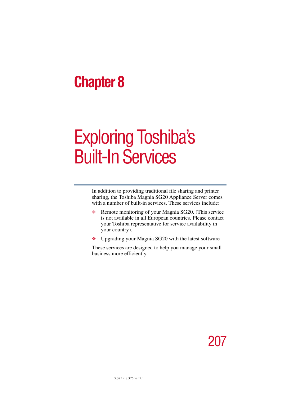 Exploring toshiba’s built-in services, Chapter 8: exploring toshiba’s built-in services, Chapter 8 | Toshiba Tekbright 700P User Manual | Page 202 / 305