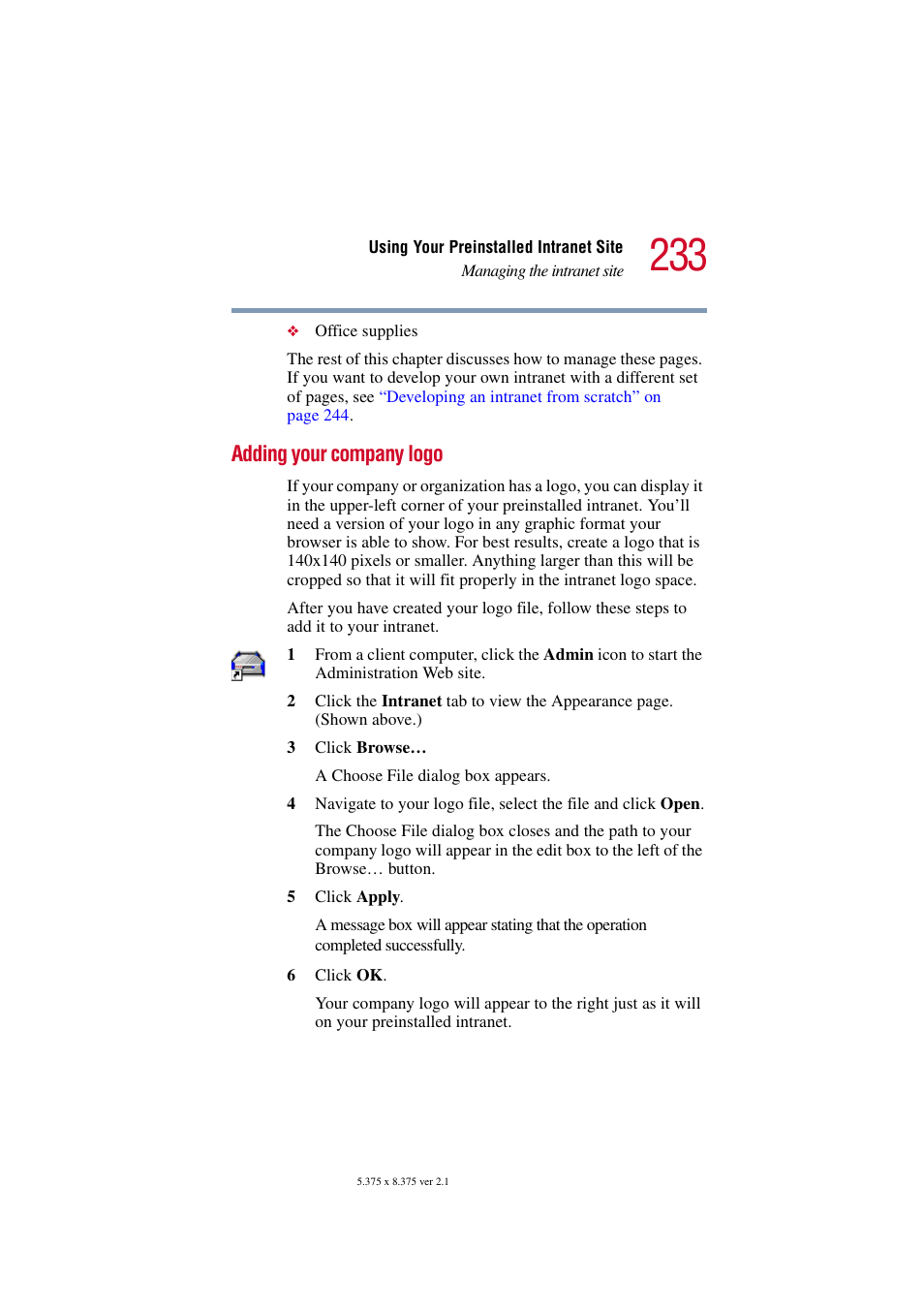 Adding your company logo | Toshiba Tekbright 700P User Manual | Page 226 / 305