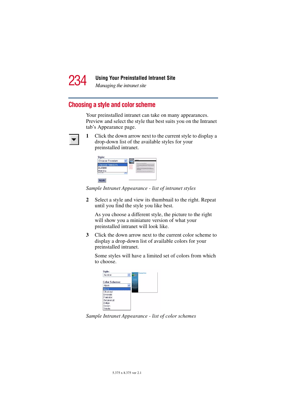 Choosing a style and color scheme | Toshiba Tekbright 700P User Manual | Page 227 / 305