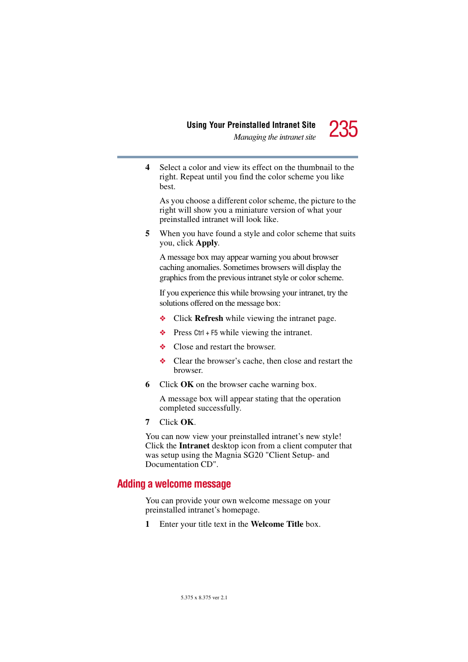 Adding a welcome message | Toshiba Tekbright 700P User Manual | Page 228 / 305