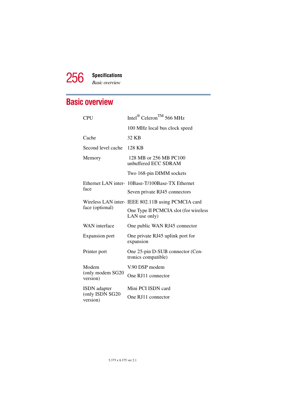 Basic overview | Toshiba Tekbright 700P User Manual | Page 249 / 305
