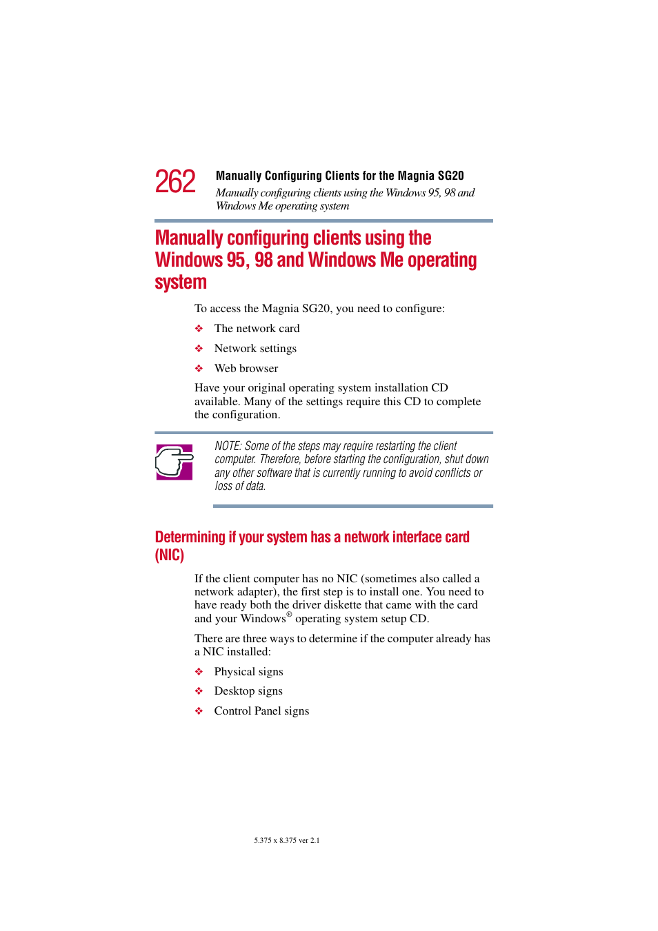 Nic), Manually configuring clients | Toshiba Tekbright 700P User Manual | Page 254 / 305
