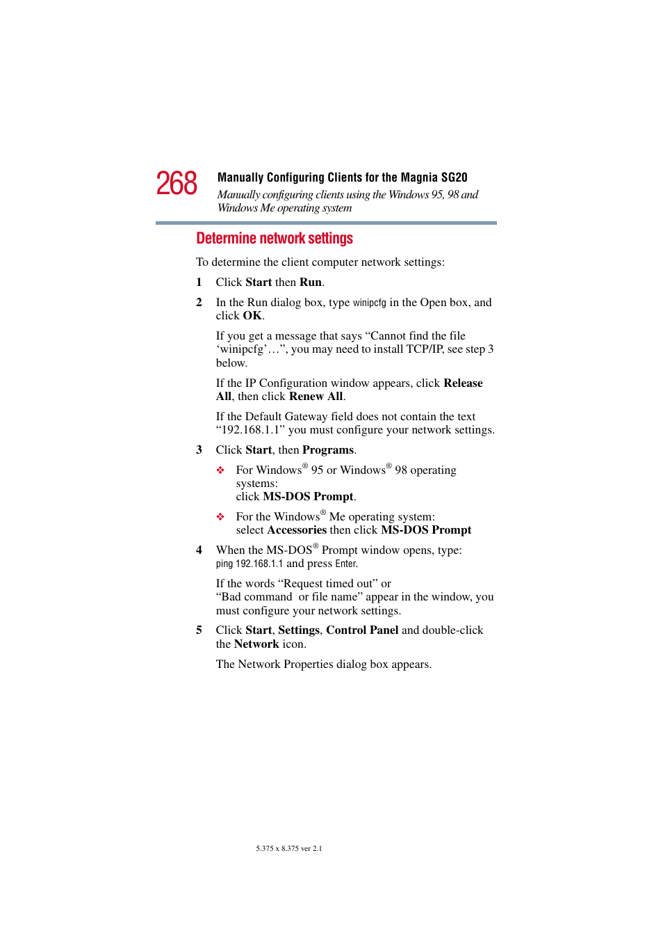 Determine network settings | Toshiba Tekbright 700P User Manual | Page 260 / 305