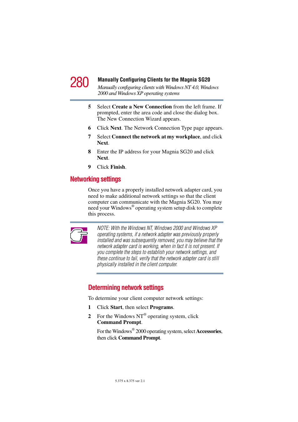 Networking settings, Determining network settings | Toshiba Tekbright 700P User Manual | Page 272 / 305