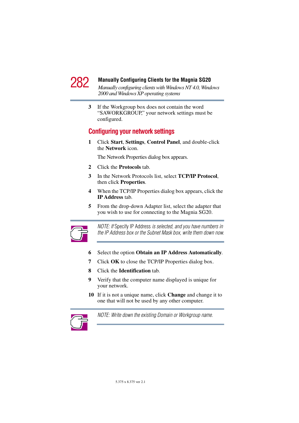 Configuring your network settings | Toshiba Tekbright 700P User Manual | Page 274 / 305