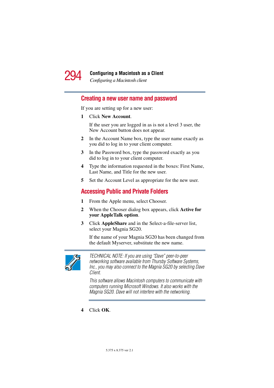 Creating a new user name and password, Accessing public and private folders | Toshiba Tekbright 700P User Manual | Page 285 / 305