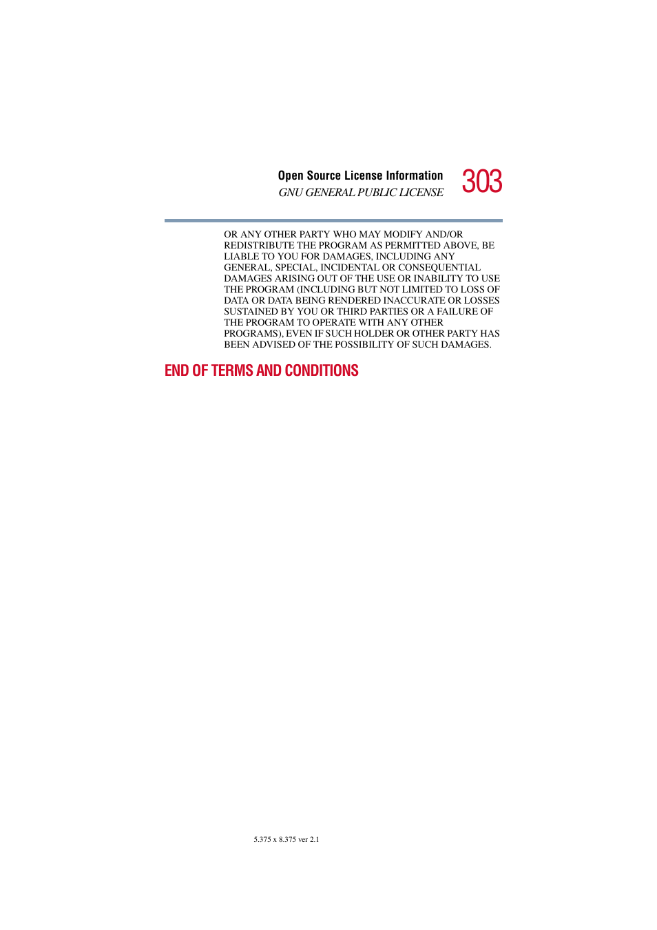 End of terms and conditions | Toshiba Tekbright 700P User Manual | Page 293 / 305