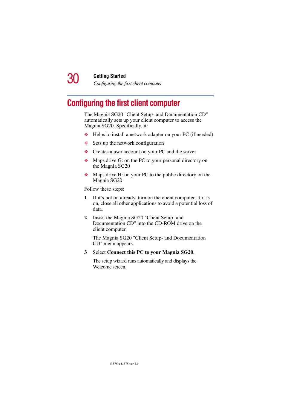 Configuring the first client computer | Toshiba Tekbright 700P User Manual | Page 30 / 305