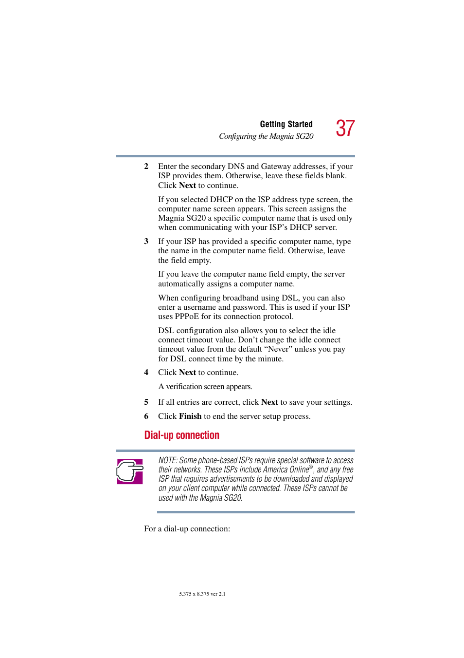 Dial-up connection” on, Dial-up connection | Toshiba Tekbright 700P User Manual | Page 37 / 305