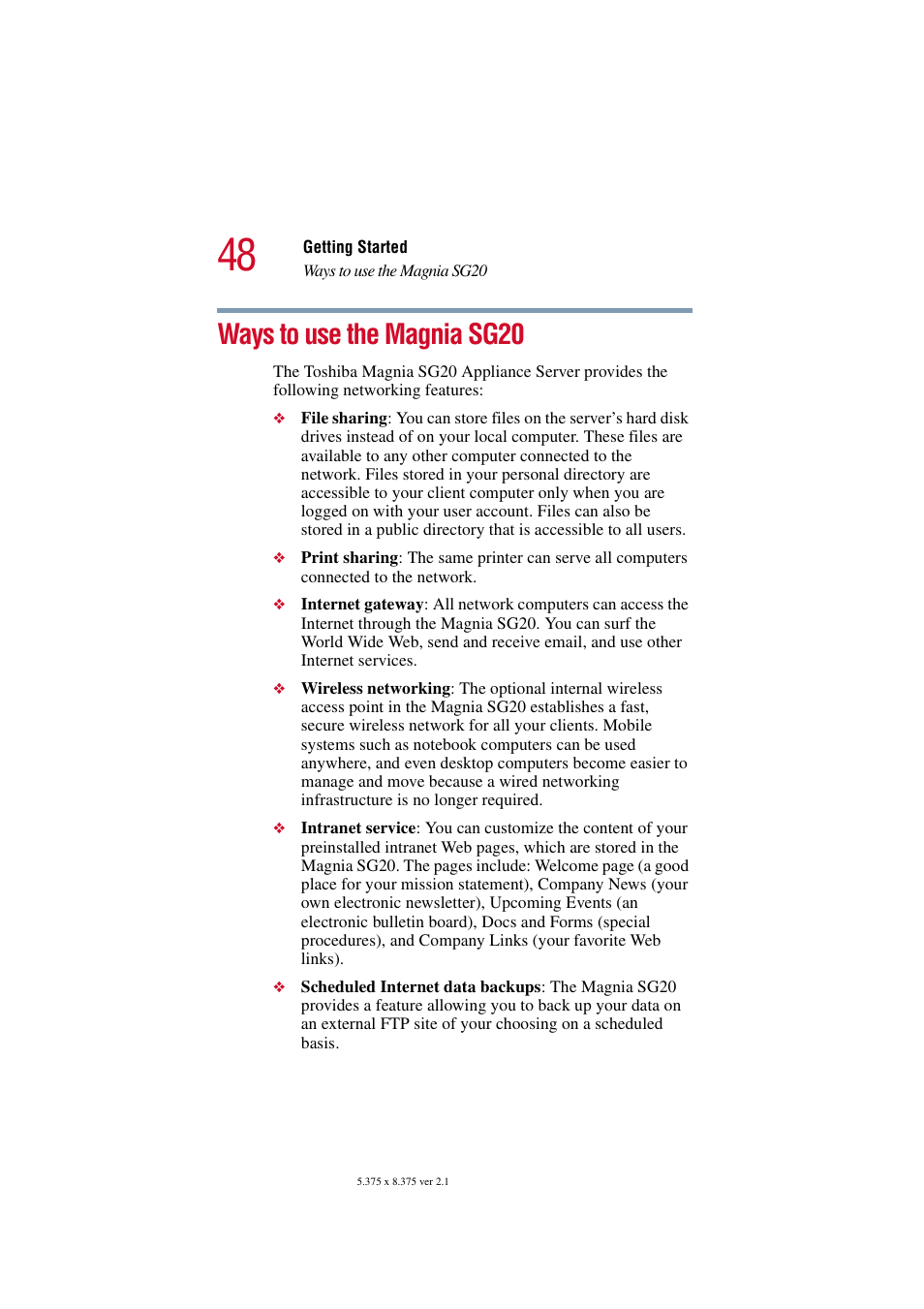 Ways to use the magnia sg20 | Toshiba Tekbright 700P User Manual | Page 48 / 305