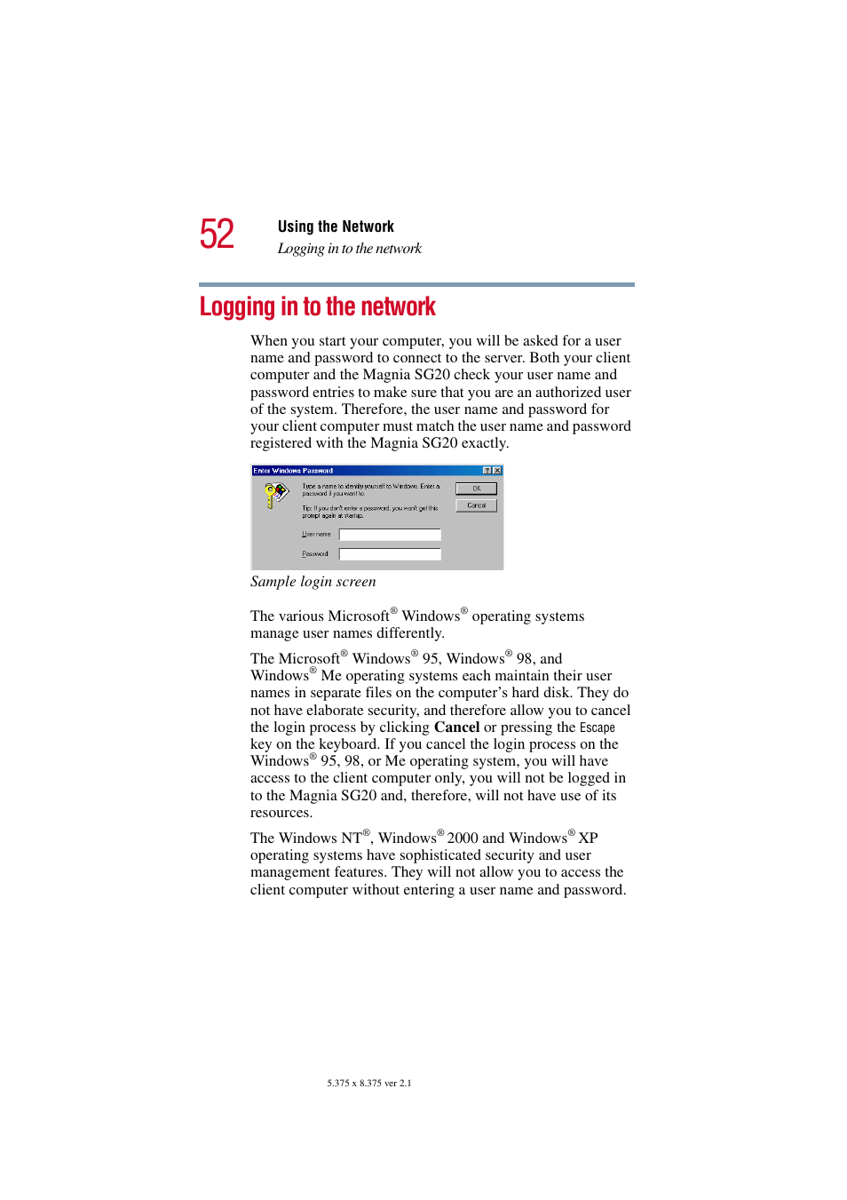 Logging in to the network | Toshiba Tekbright 700P User Manual | Page 52 / 305