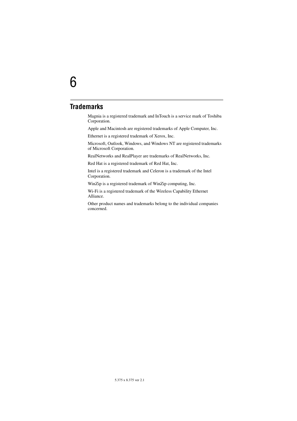 Trademarks | Toshiba Tekbright 700P User Manual | Page 6 / 305