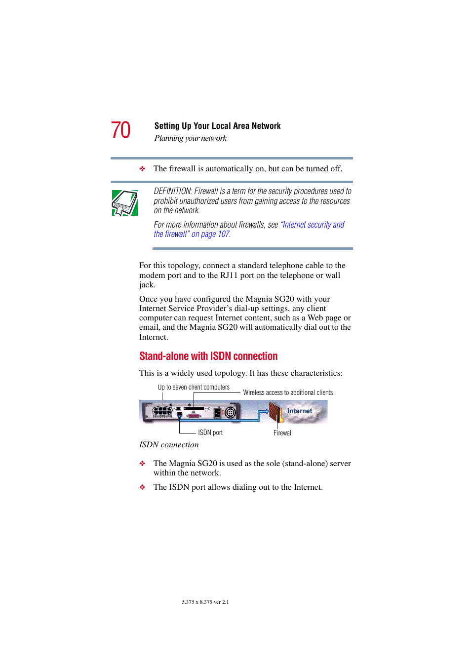 Stand-alone with isdn connection | Toshiba Tekbright 700P User Manual | Page 69 / 305
