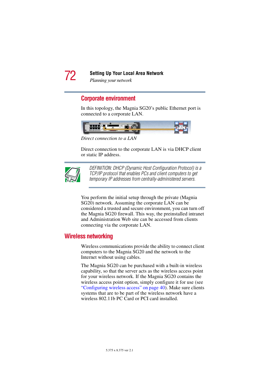 Wireless networking, Corporate environment” on | Toshiba Tekbright 700P User Manual | Page 71 / 305