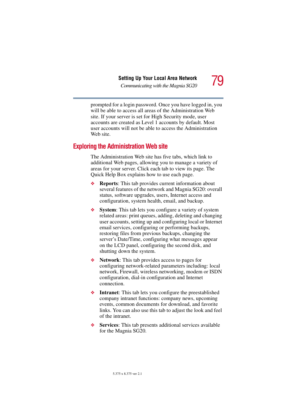 Exploring the administration web site | Toshiba Tekbright 700P User Manual | Page 78 / 305
