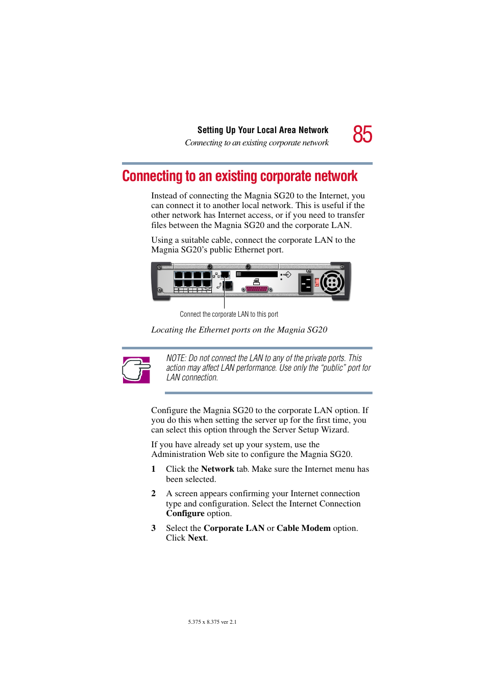 Connecting to an existing corporate network | Toshiba Tekbright 700P User Manual | Page 84 / 305