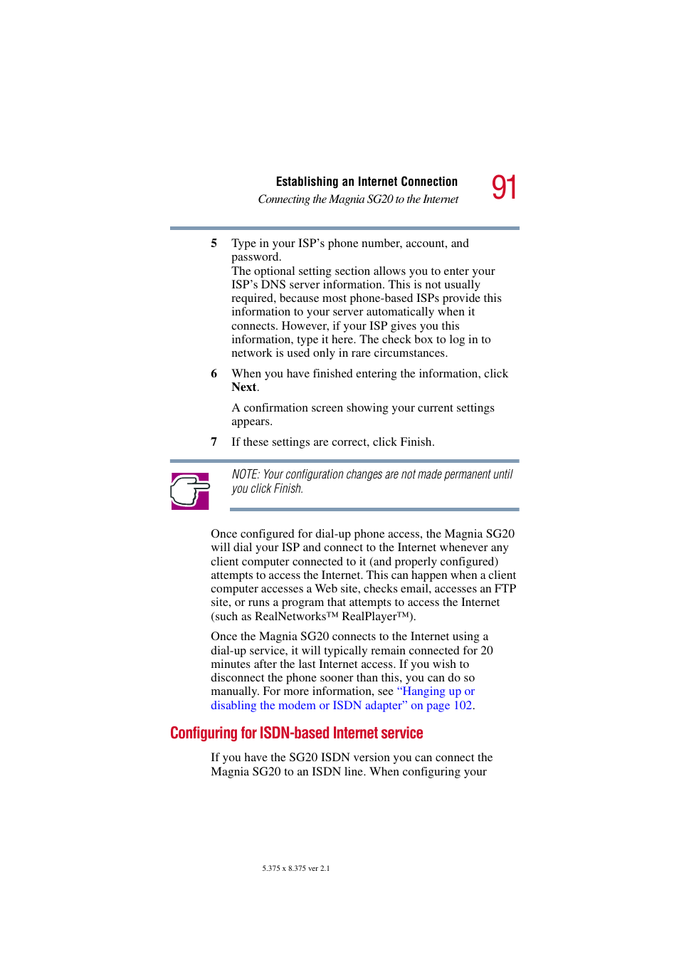 Configuring for isdn-based internet service | Toshiba Tekbright 700P User Manual | Page 90 / 305